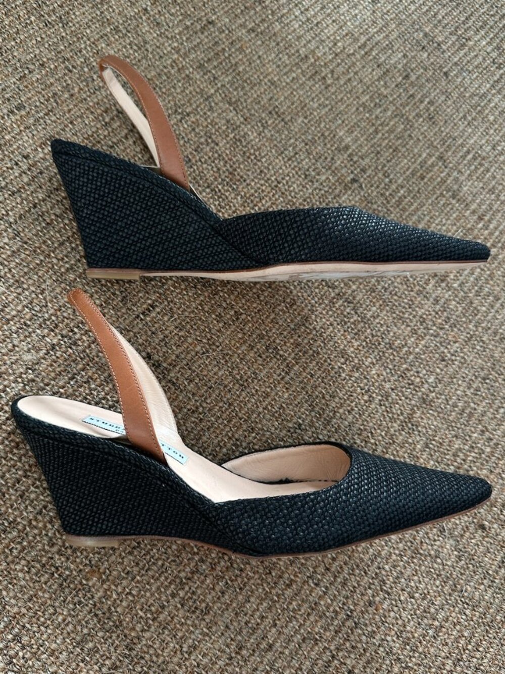 Stubbs & Wootton Corsini Raffia Heels – Black